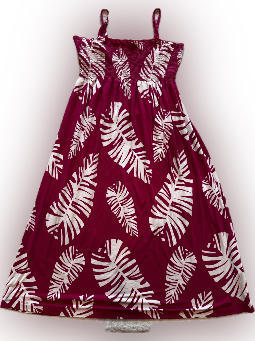 Sleeveless Tropical Print Maxi Dress in Berry & White